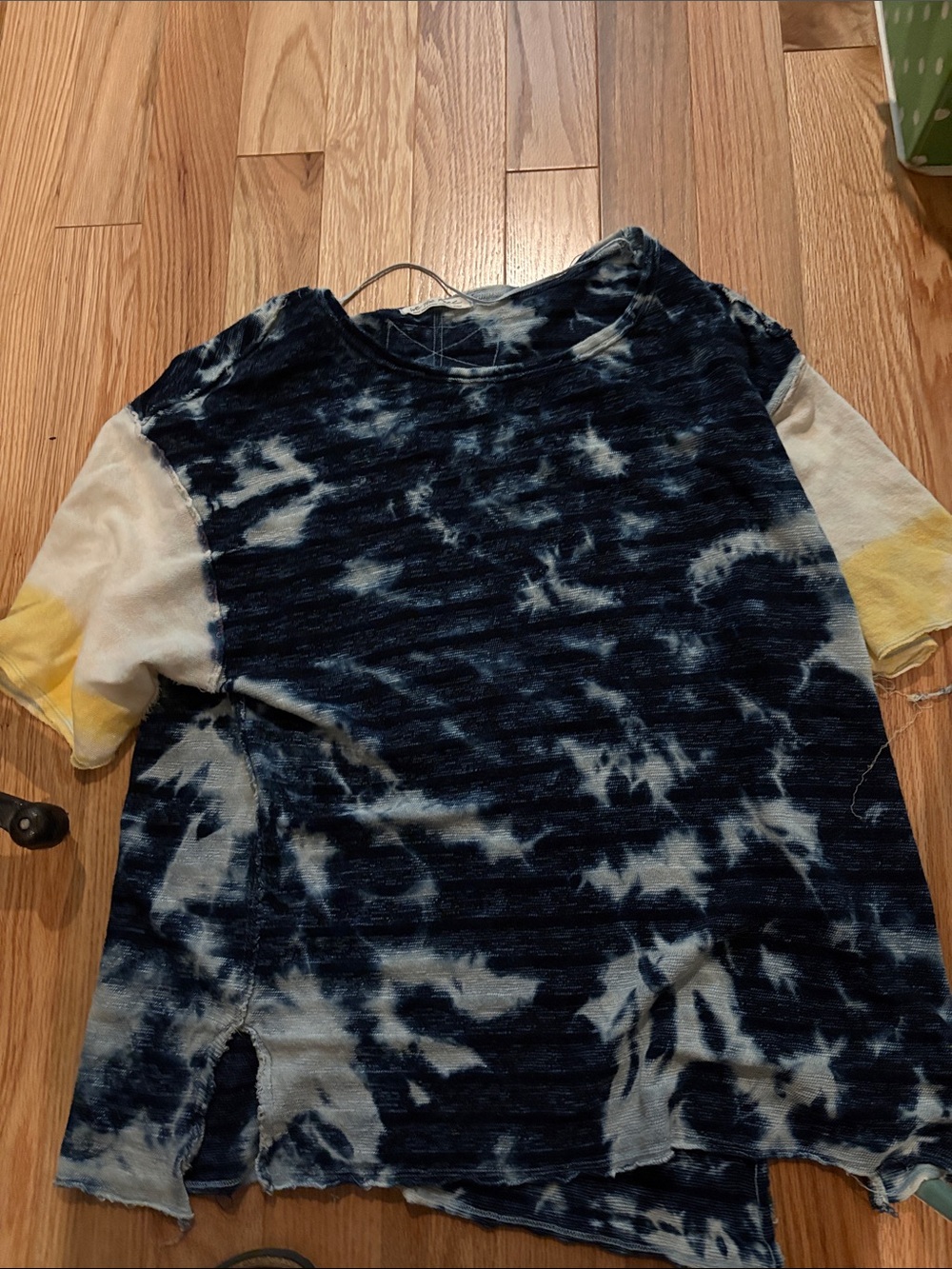 We The Free Navy and White Tie-Dye Short Sleeve Tunic